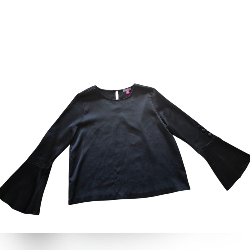 Vince Camuto Black Formal Bell Sleeve Blouse Keyhole Back Size S EUCqq